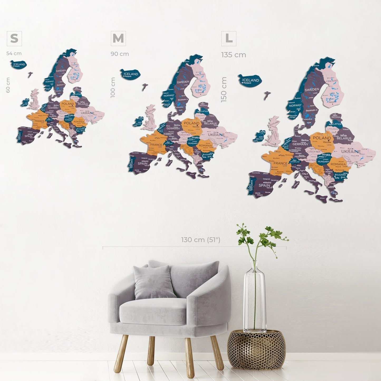 3D Europa Holzkarte Land