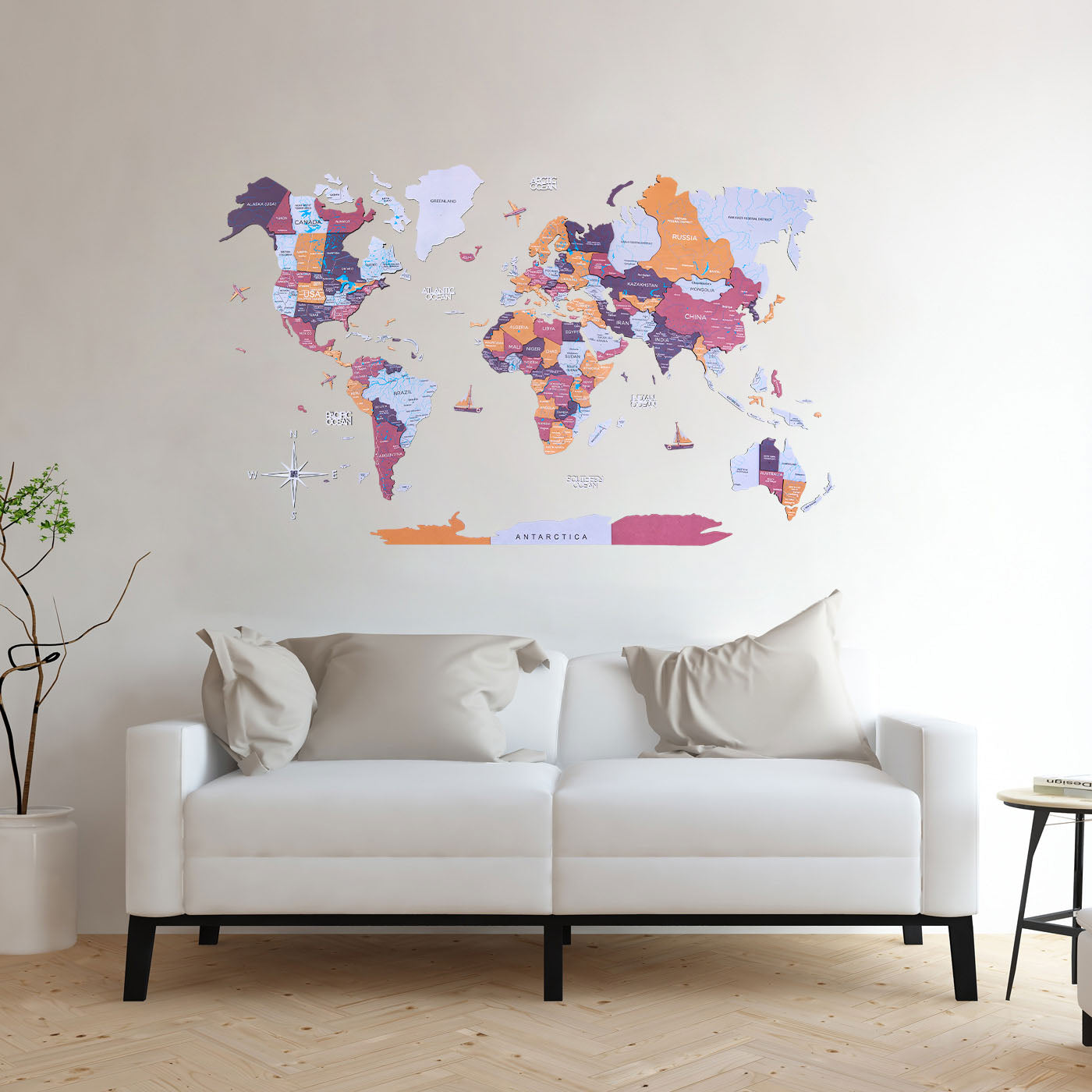 3D Wooden World Map Rodeo by EnjoyTheWood