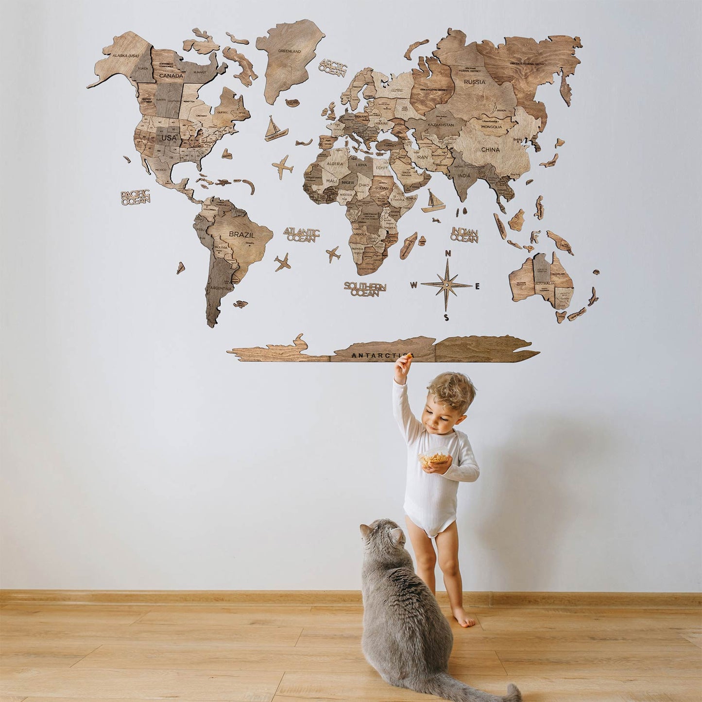 3D Wooden World Map Terra by EnjoyTheWood