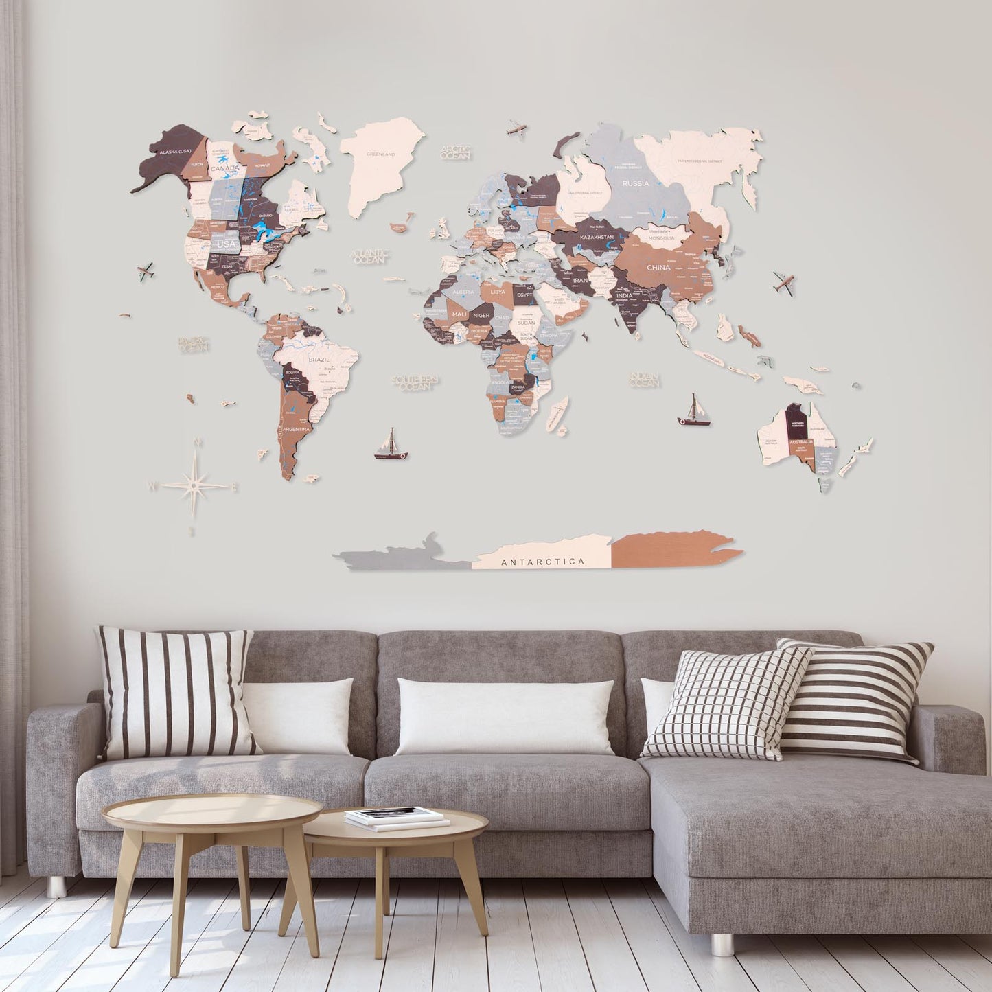 3D Wooden World Map Suburbs by EnjoyTheWood