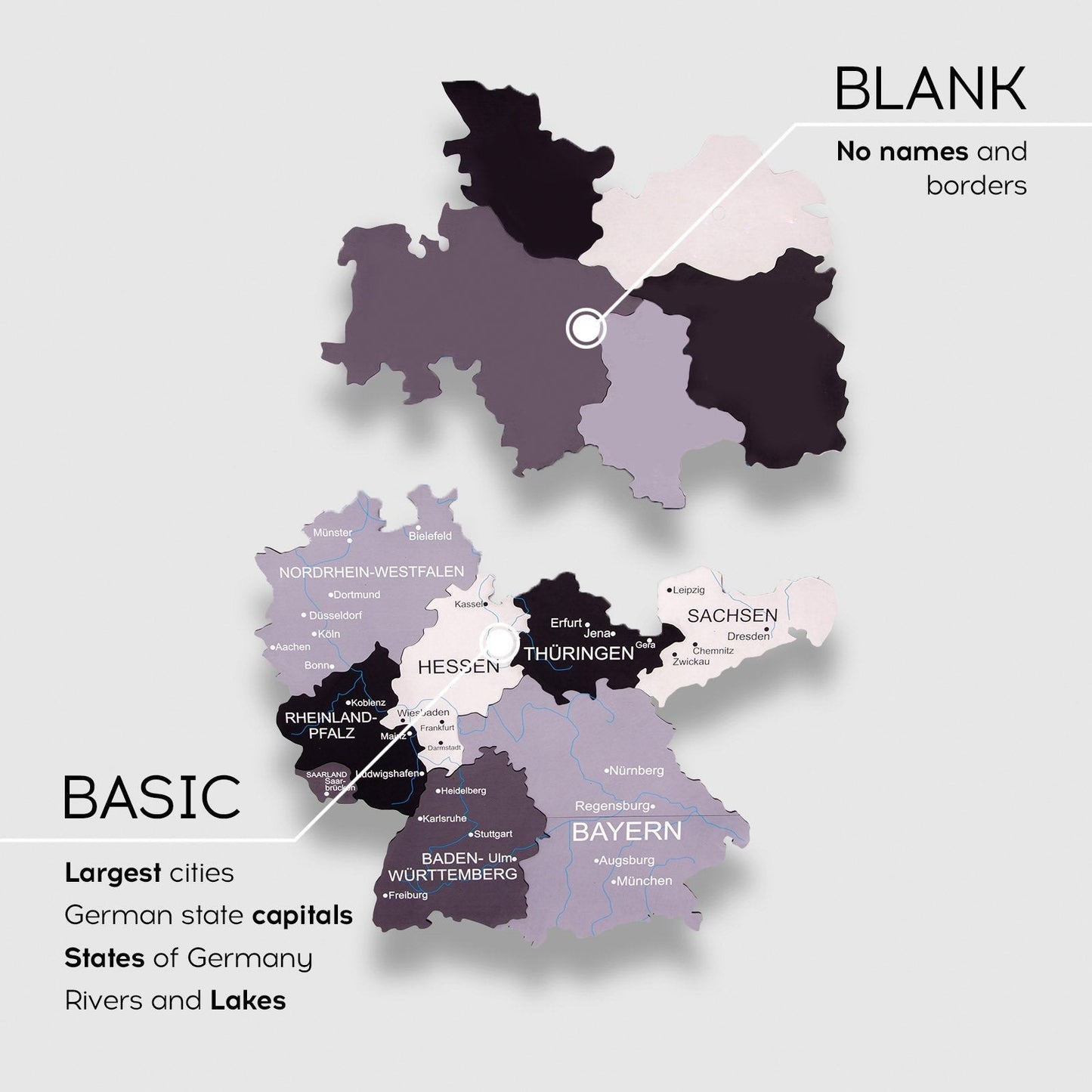 3D Germany Wooden Map Nordik