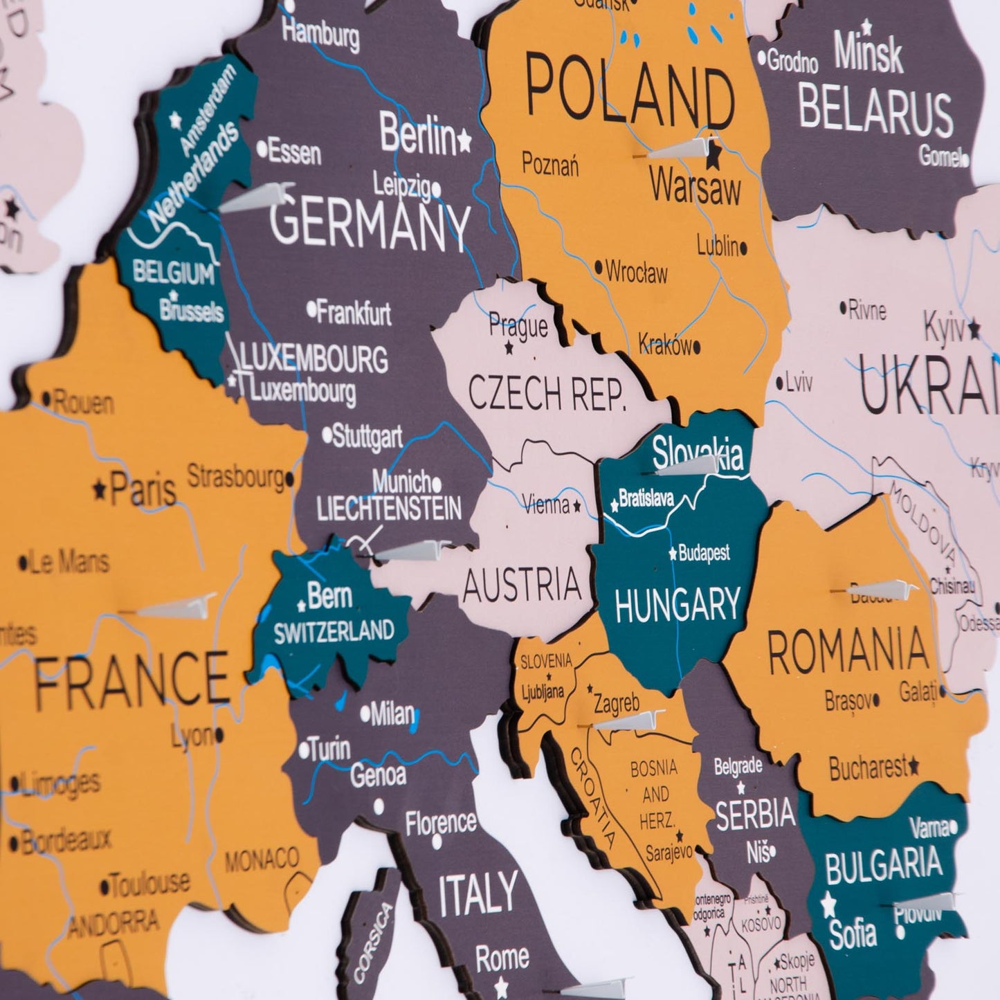 3D Europa Holzkarte Land