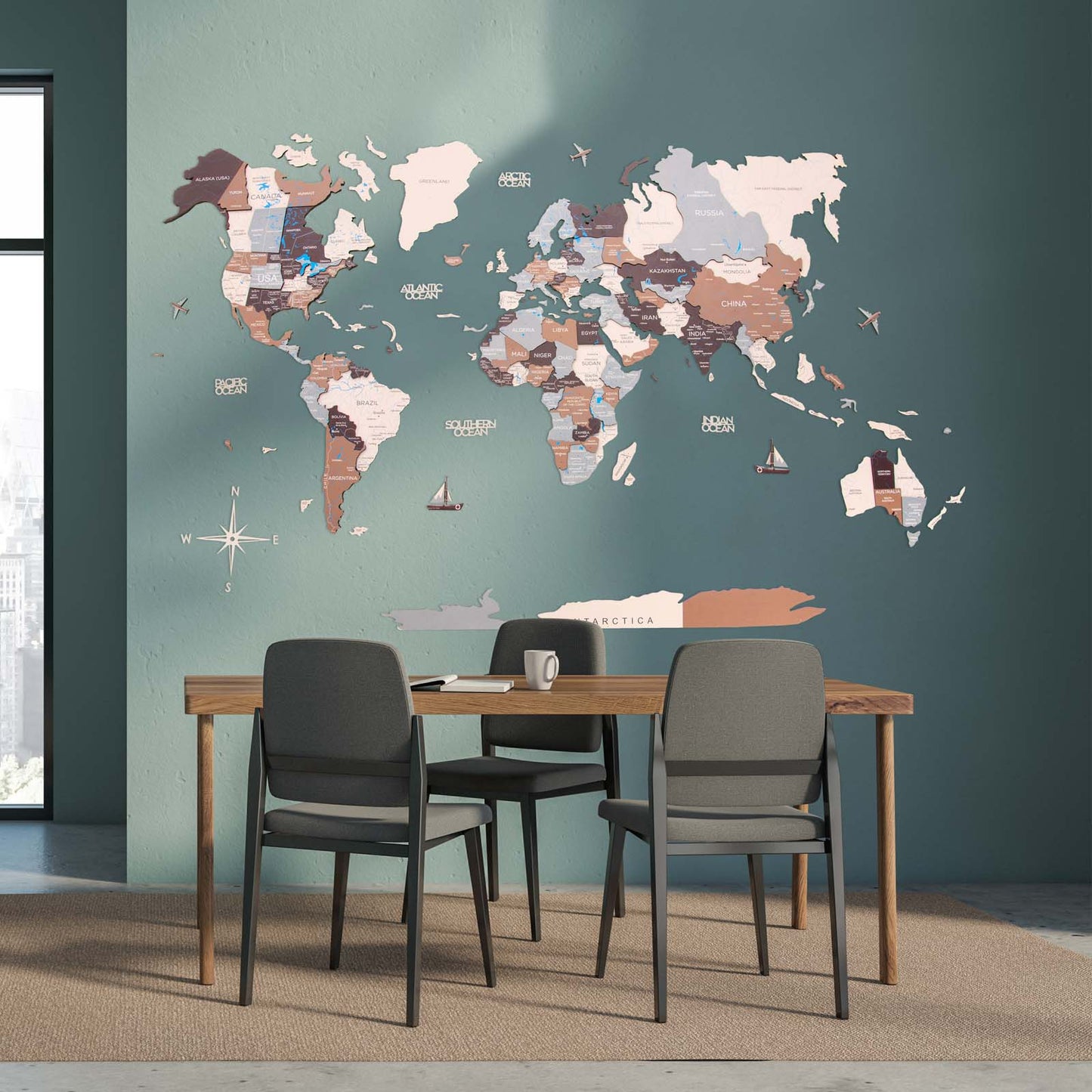 3D Wooden World Map Suburbs by EnjoyTheWood