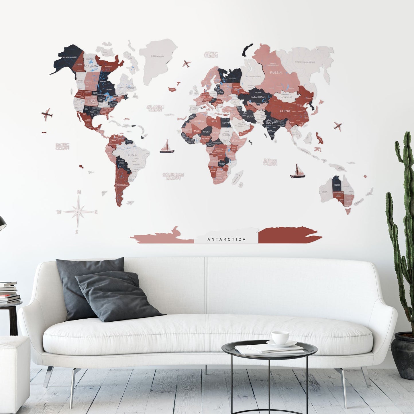3D Wooden World Map Rustic by EnjoyTheWood