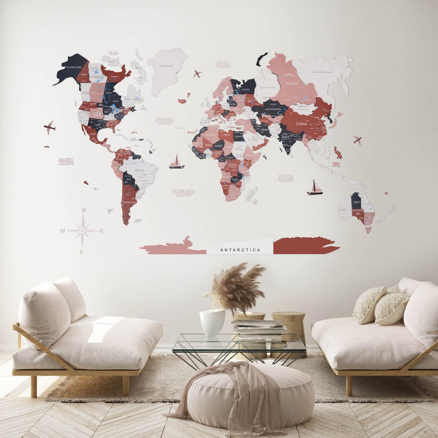 3D Wooden World Map Rustic by EnjoyTheWood