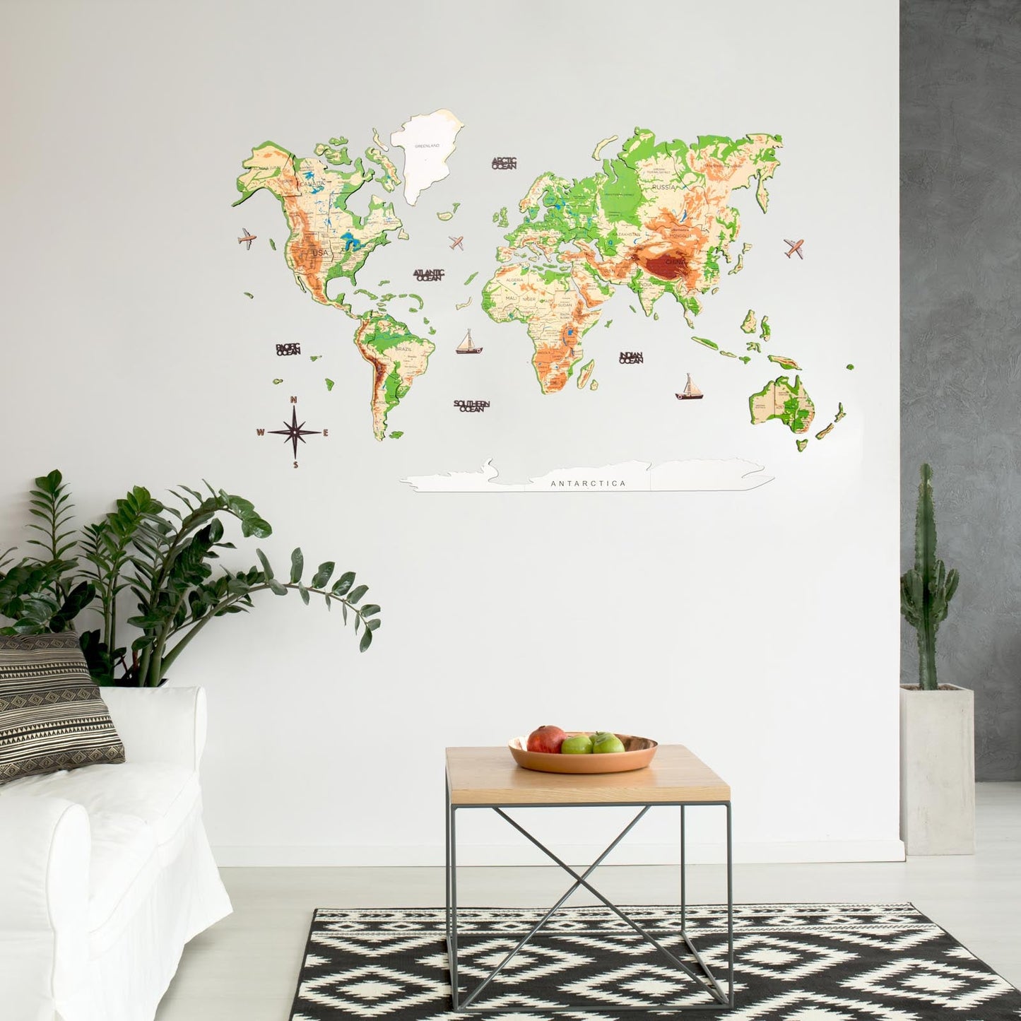 3D Wooden World Map Physical by EnjoyTheWood