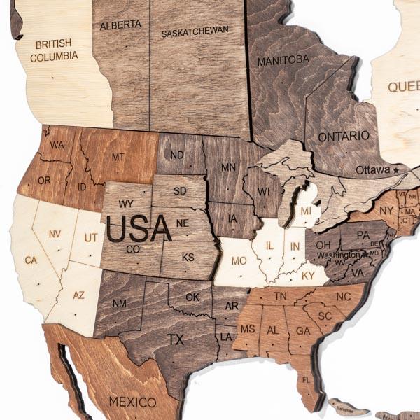 3D Wooden World Map Multicolor SPECIAL OFFER FOR USA by EnjoyTheWood