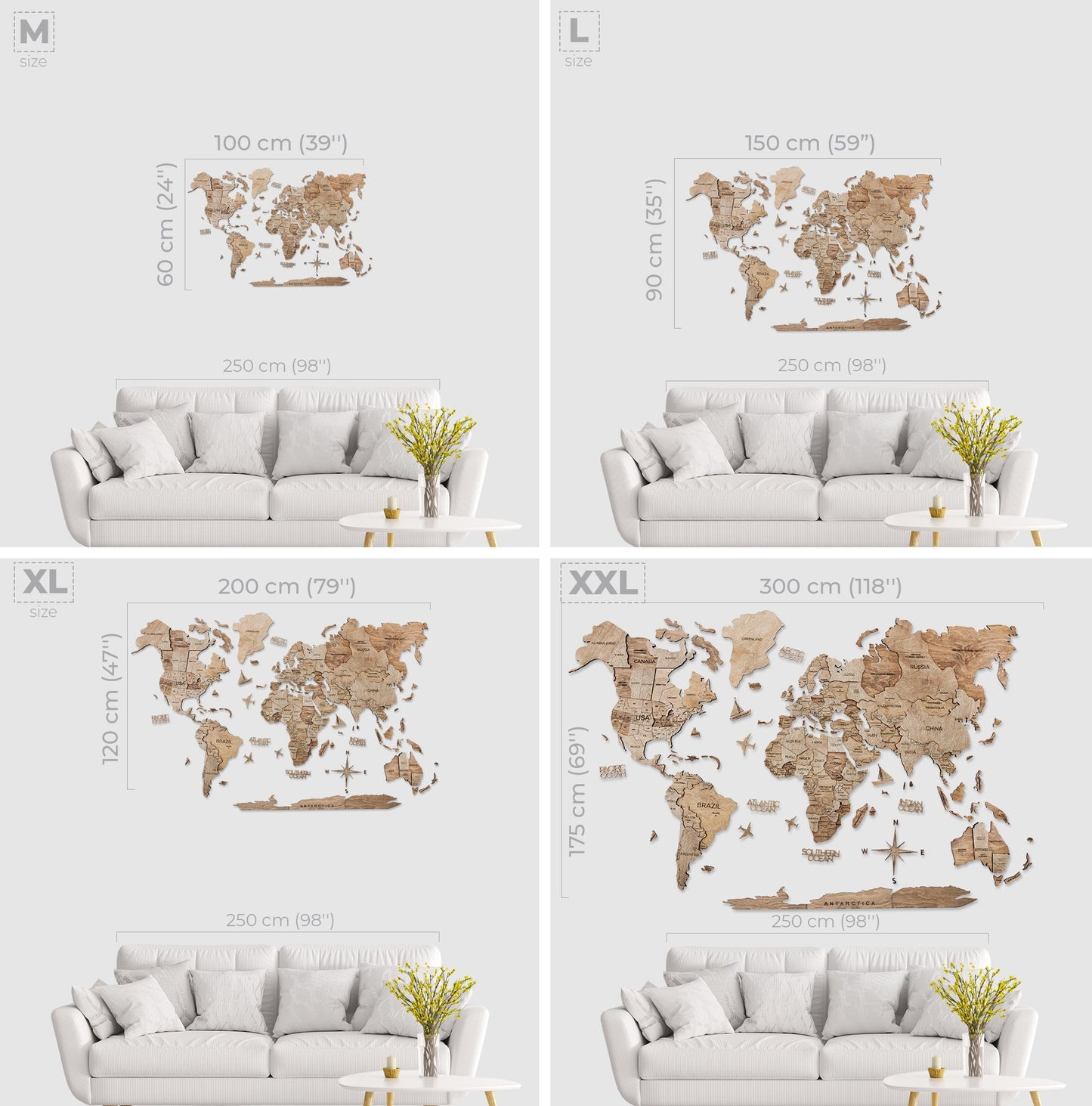 3D Wooden World Map Terra by EnjoyTheWood
