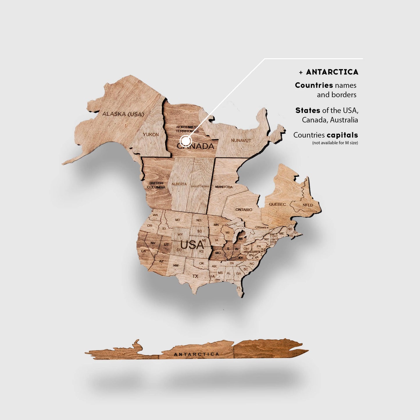 3D-Weltkarte aus Holz Terra