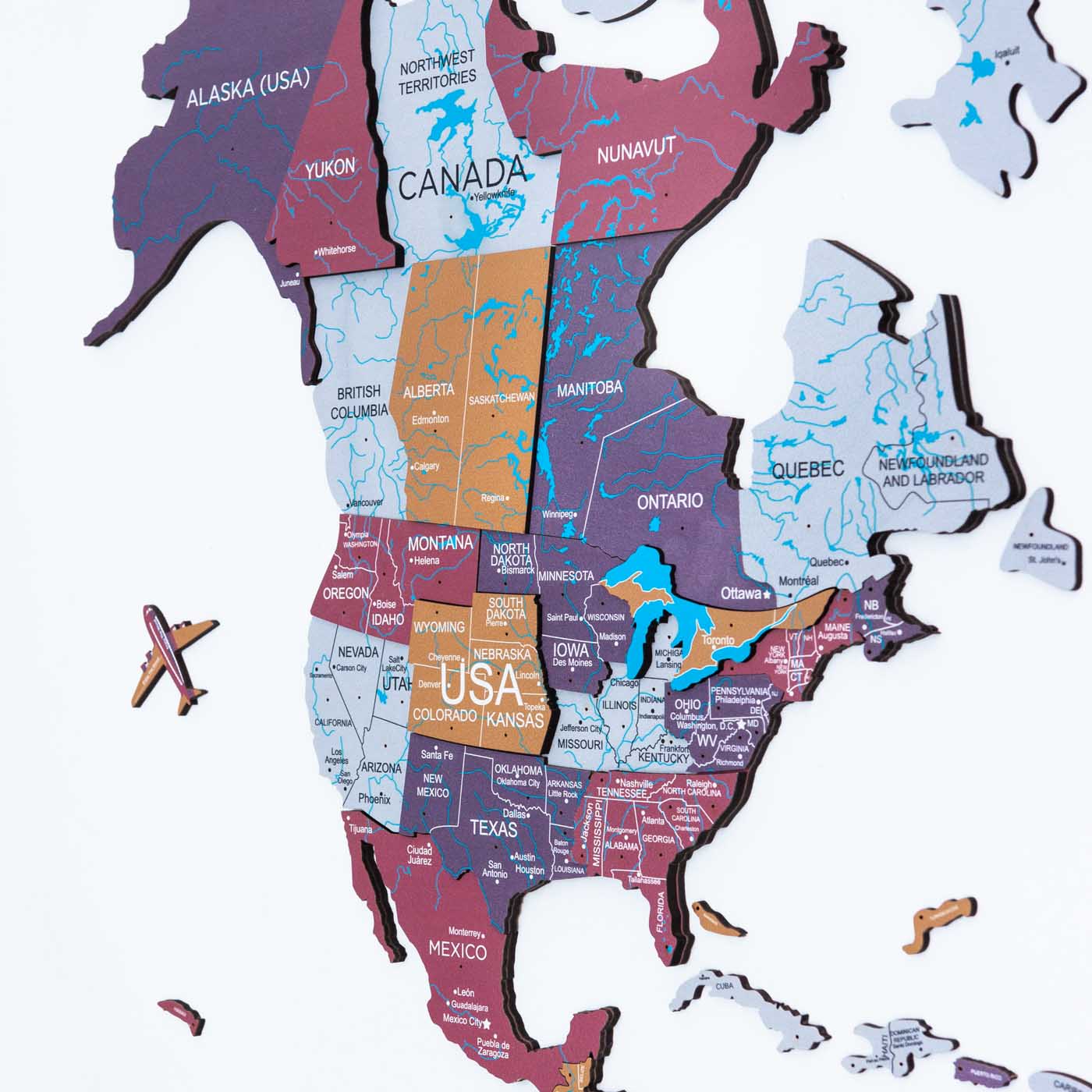 3D Wooden World Map Rodeo by EnjoyTheWood