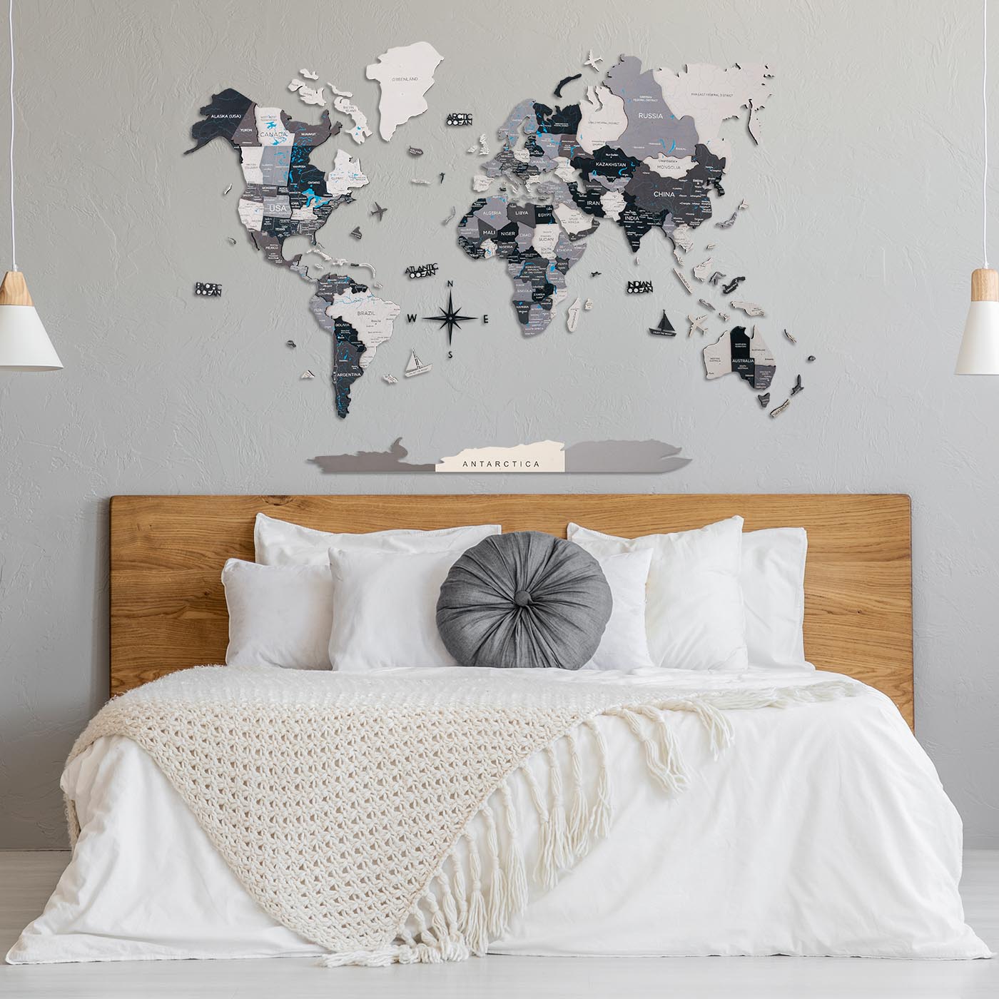 3D Wooden World Map Nordik by EnjoyTheWood