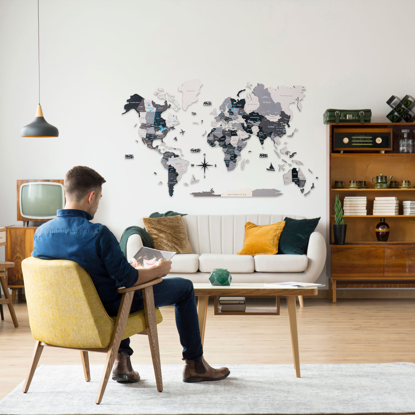 3D Wooden World Map Nordik by EnjoyTheWood