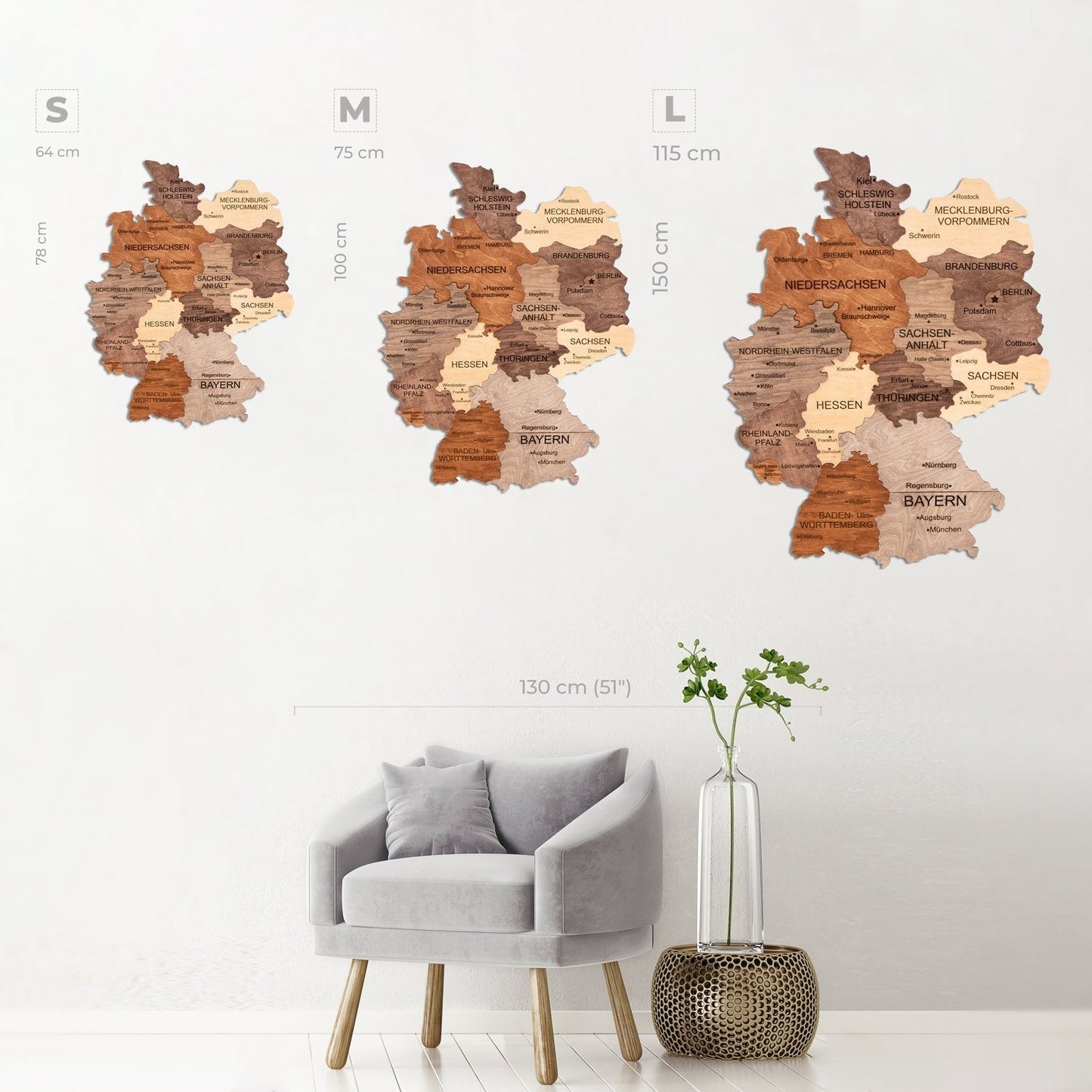 3D Germany Wooden Map Multicolor