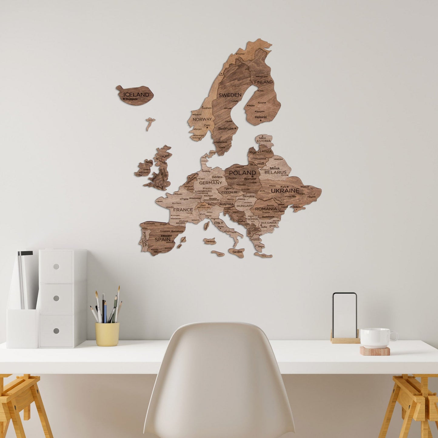 3D Europa Holzkarte Terra