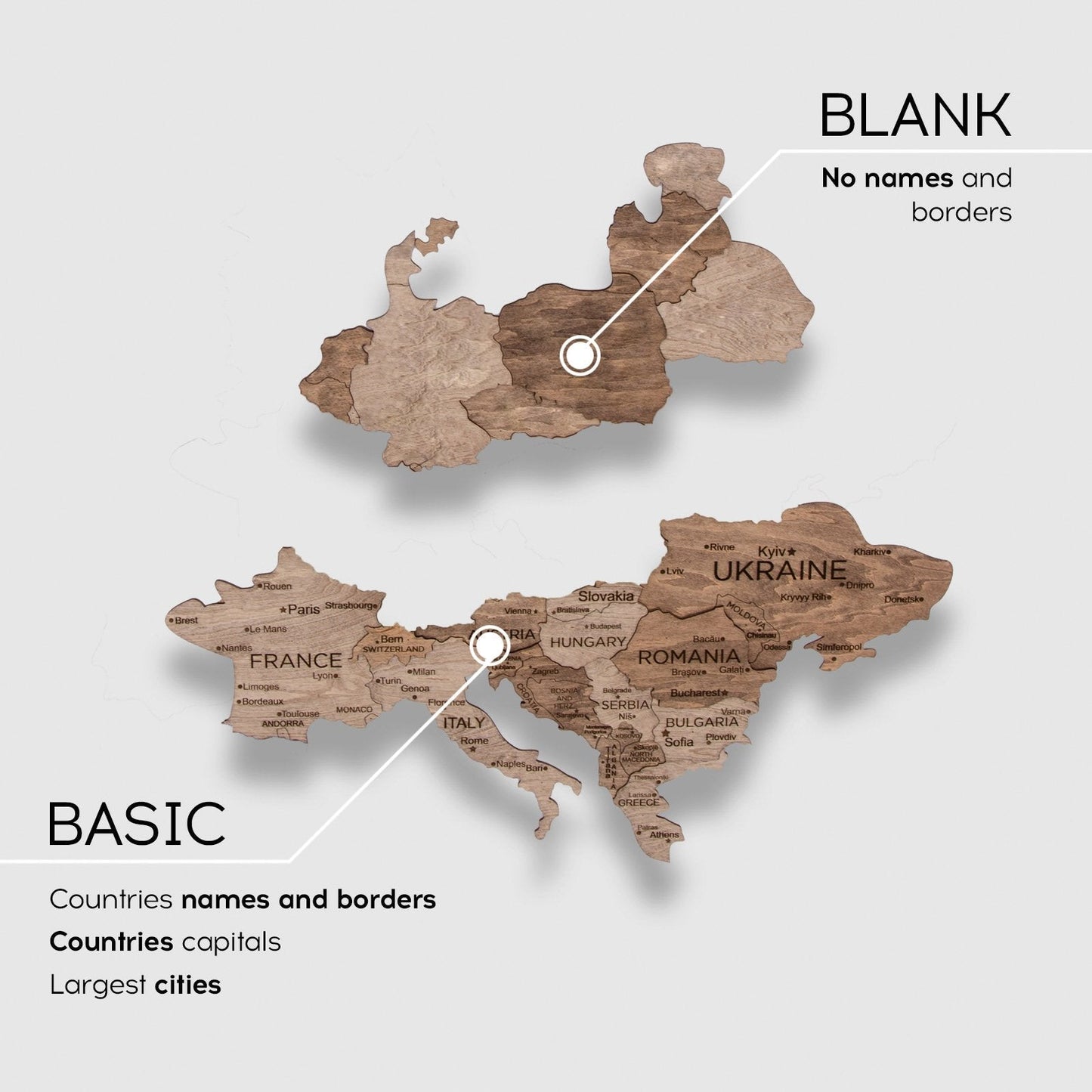 3D Europa Holzkarte Terra