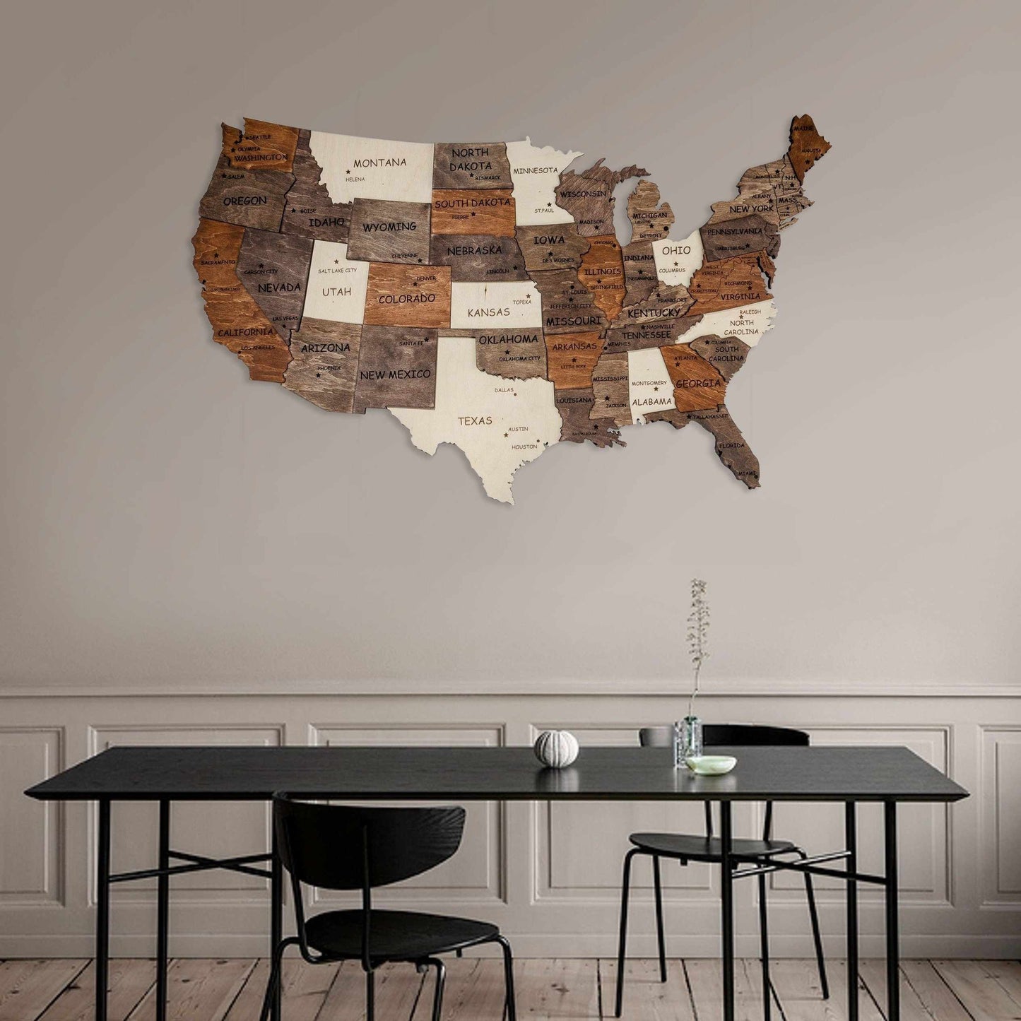 3D Wooden USA Map Multicolor by EnjoyTheWood 