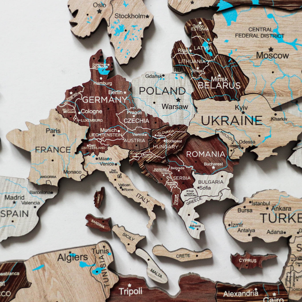 3D Wooden World Map Cappuccino by EnjoyTheWood
