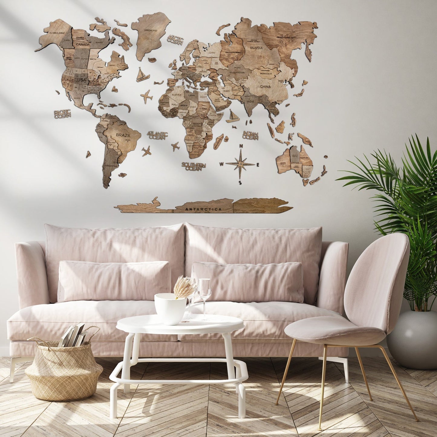 3D Wooden World Map Terra by EnjoyTheWood