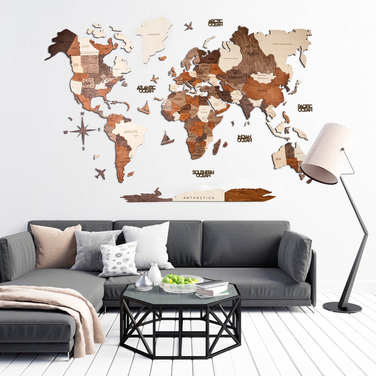 3D Wooden World Map Multicolor SPECIAL OFFER FOR USA by EnjoyTheWood