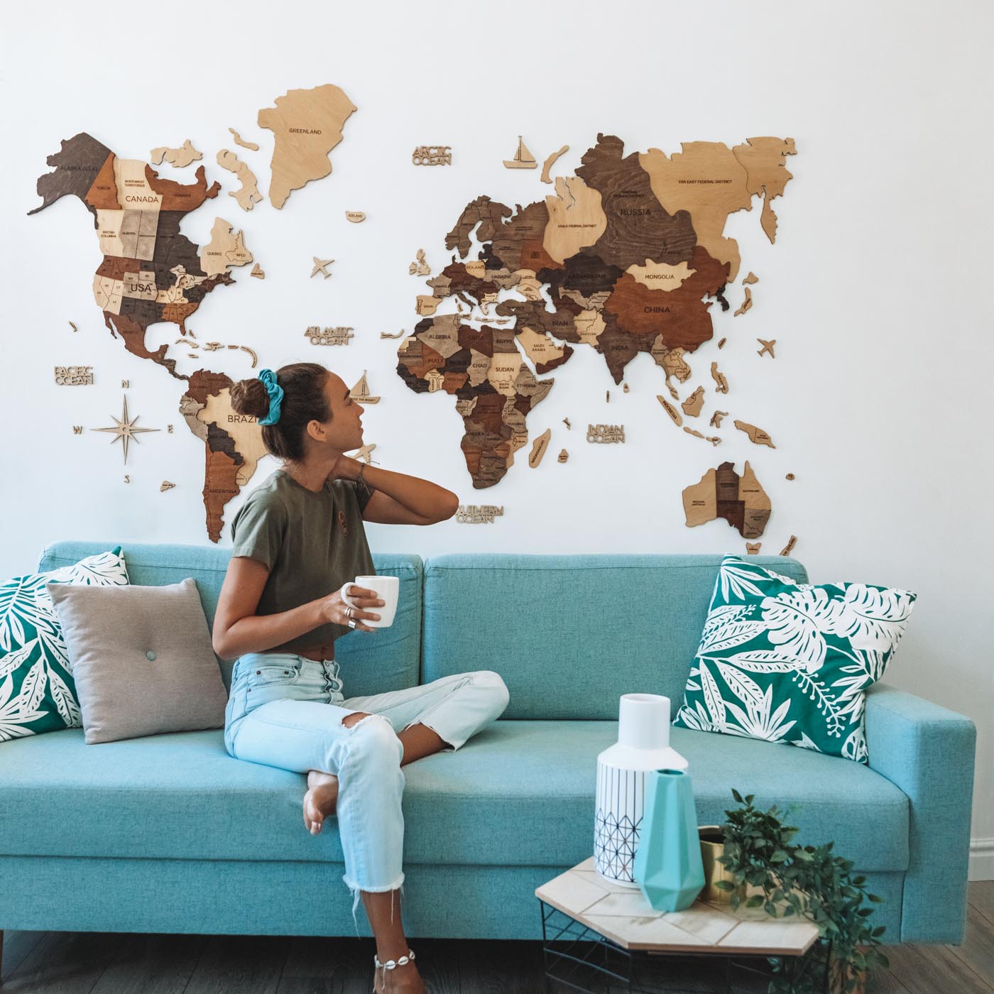 3D Wooden World Map Multicolor SPECIAL OFFER FOR USA by EnjoyTheWood